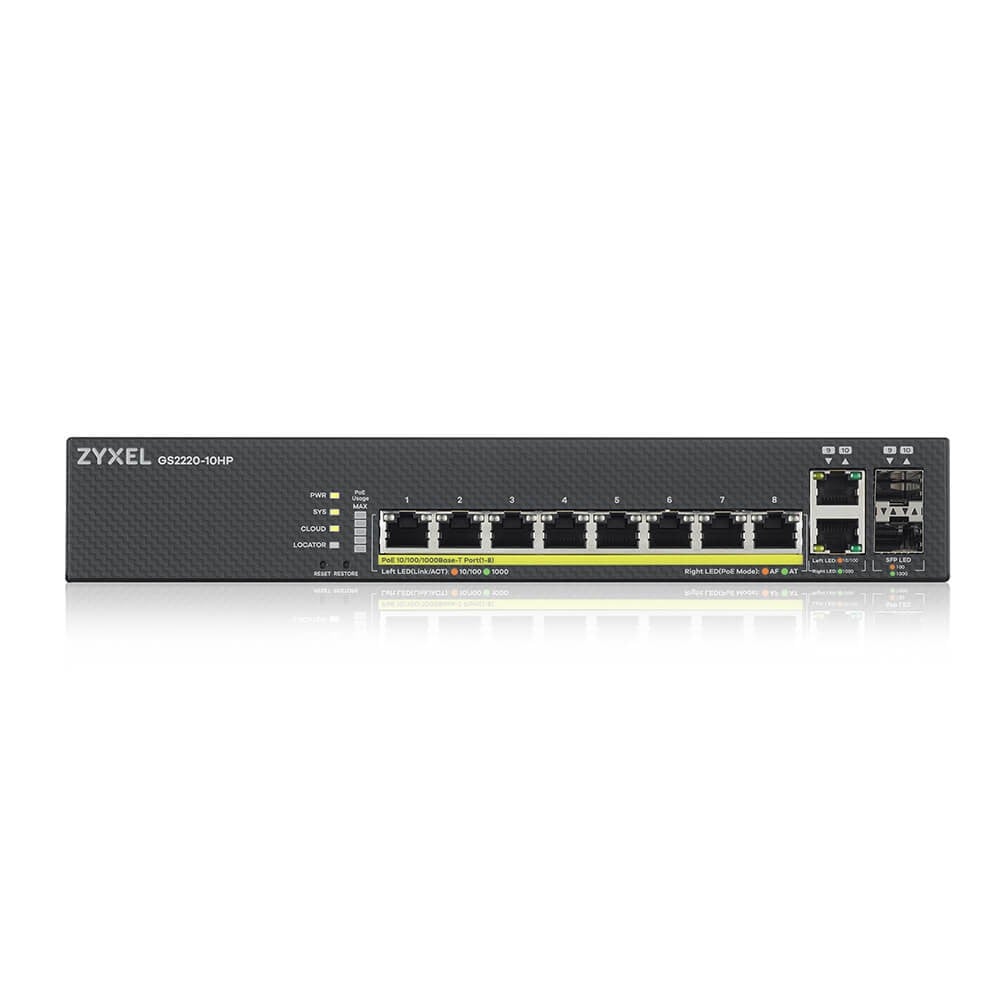 Zyxel GS2220-10HP-EU0101F switch-uri Gestionate L2 Gigabit Ethernet (10/100/1000) Power over Ethernet (PoE) Suport Negru – ZyXEL GS2220-10HP-EU0101F