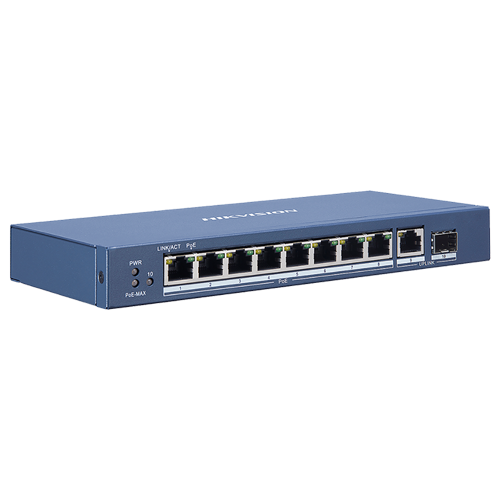 Switch 8 porturi Gigabit PoE, 1 port RJ45, 1 port SFP - HIKVISION DS-3E0510P-E