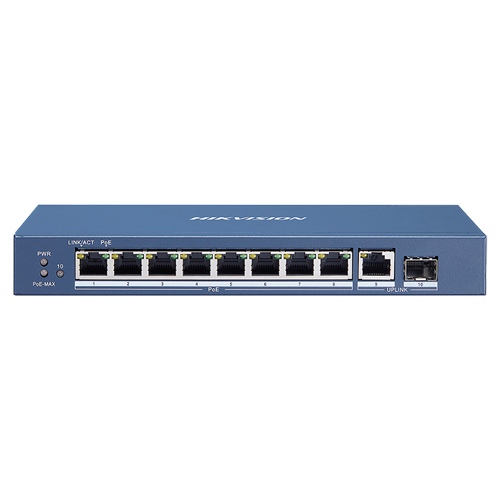 Switch 8 porturi Gigabit PoE, 1 port RJ45, 1 port SFP - HIKVISION DS-3E0510P-E