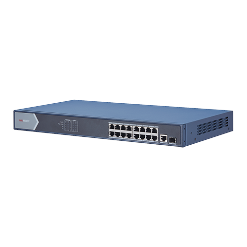 Switch 16 porturi PoE 1000Mbps, 1xRJ45 + 1xSFP Gigabit uplink - HIKVISION DS-3E0518P-E