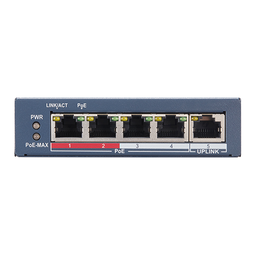 Switch 4 porturi PoE, 1 port uplink RJ45, SMART Management - HIKVISION DS-3E1105P-EI