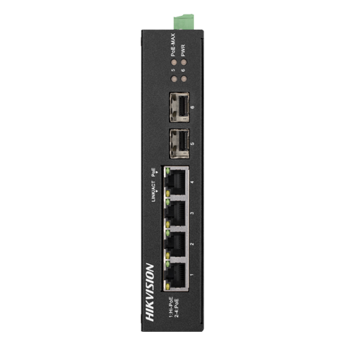 Switch 4 porturi Gigabit PoE, 2 porturi uplink SFP - HIKVISION DS-3T0506HP-E-HS