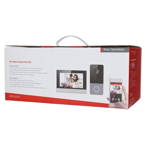 KIT videointerfon TCP/IP pentru 1 familie, monitor TFT LCD 7 inch - HIKVISION DS-KIS603-P