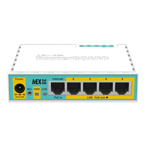 Router hEX PoE Lite, 5 x Fast Ethernet 4 x PoE, RouterOS L4 - Mikrotik RB750UPr2