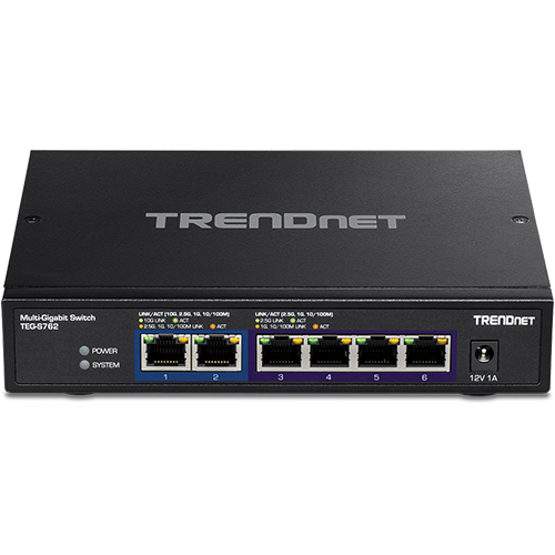 Switch 6 porturi, 4 x 2.5G si 2 x 10G , Fanless - TRENDnet TEG-S762