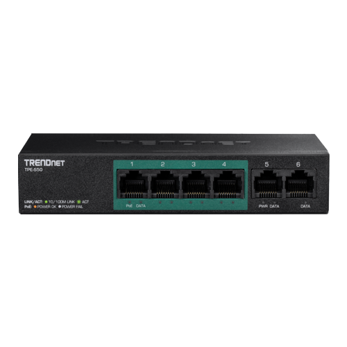 Switch 6 porturi Fast Ethernet PoE+ 60W - TRENDnet TPE-S50