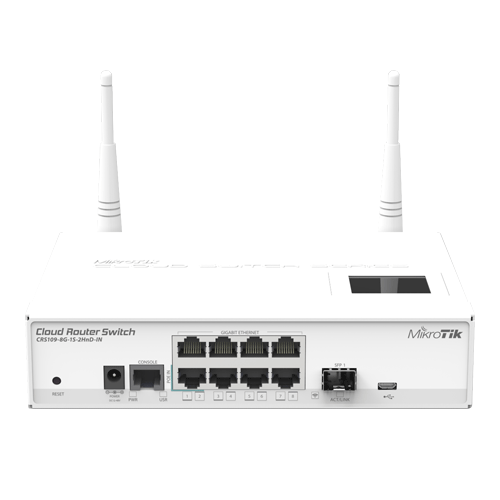 Management Switch 8 x Gigabit, 1 x SFP, Wi-fi 2.4GHz AP - Mikrotik CRS109-8G-1S-2HnD-IN